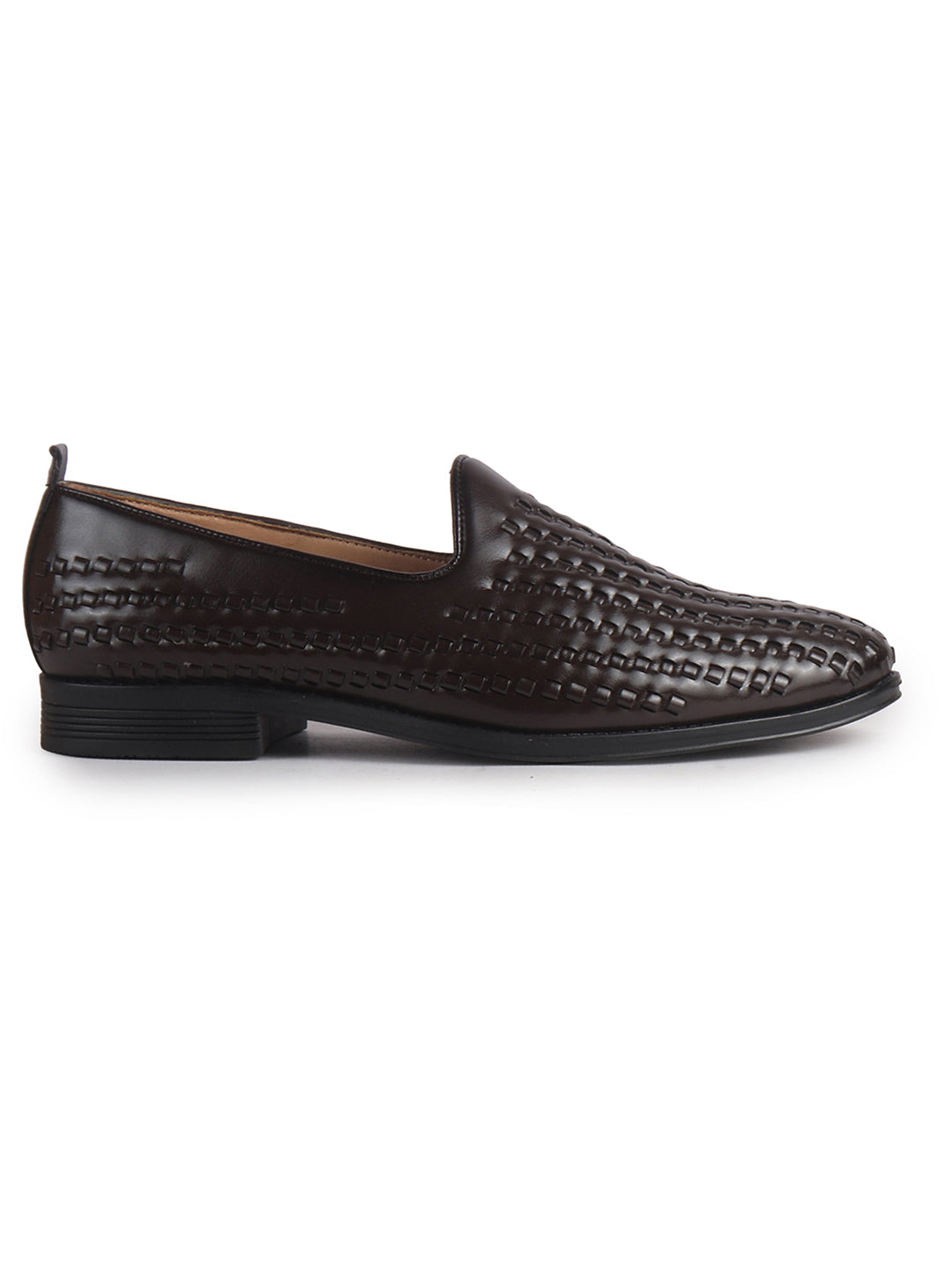 Men Brown Handcraft Textured Upper Ethnic Wedding Prom Slip-On Shoes|Cocktail Party Slip Ons for Tuxedo Dress|Anti Slip TPR Welted Sole
