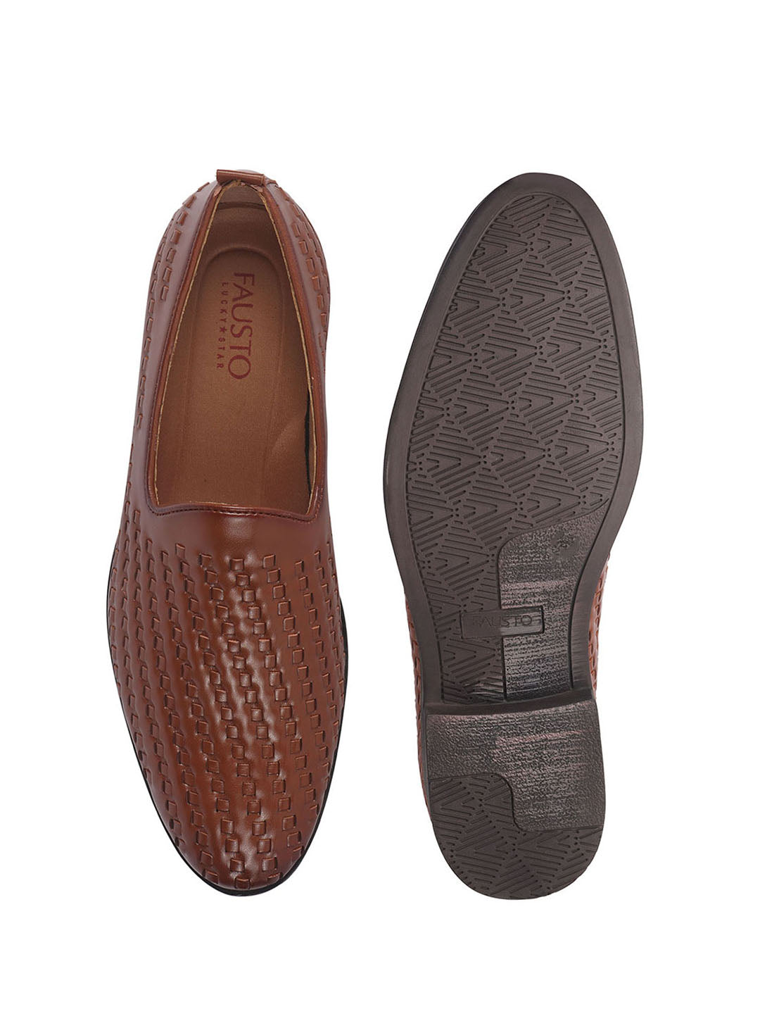 Men Tan Handcraft Textured Upper Ethnic Wedding Prom Slip-On Shoes|Cocktail Party Slip Ons for Tuxedo Dress|Anti Slip TPR Welted Sole