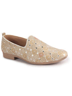 Men Brown Embroidery Sequin Fabric Upper Ethnic Party Juttis Mojaris for Kurta|Slip On Loafers for Indo-Western Events|Wedding Traditional Sherwani Anti Skid Slip Ons Shoe