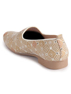 Men Brown Embroidery Sequin Fabric Upper Ethnic Party Juttis Mojaris for Kurta|Slip On Loafers for Indo-Western Events|Wedding Traditional Sherwani Anti Skid Slip Ons Shoe
