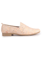 Men Pink Embroidery Sequin Fabric Upper Ethnic Party Juttis Mojaris for Kurta|Slip On Loafers for Indo-Western Events|Wedding Traditional Sherwani Anti Skid Slip Ons Shoe