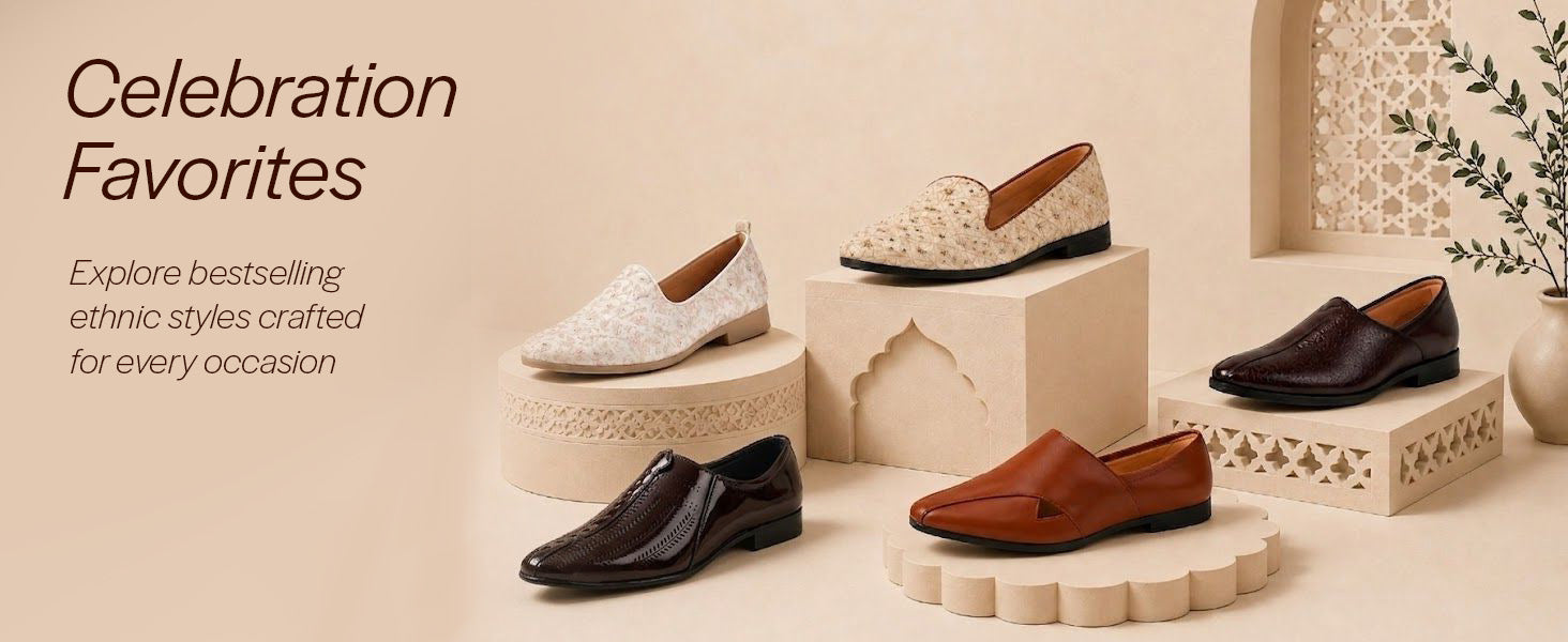 Men Peach Leaf Design Embroidery Fabric Upper Party Slip On Loafers|Ethnic Juttis and Mojaris for Kurta-Jacket Sets|Indo-Western Outfit Slip-Ons with Memory Cushioned Insole