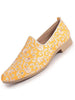 Men Orange Leaf Design Embroidery Fabric Upper Party Slip On Loafers|Ethnic Juttis and Mojaris for Kurta-Jacket Sets|Indo-Western Outfit Slip-Ons with Memory Cushioned Insole