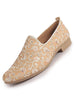 Men Peach Leaf Design Embroidery Fabric Upper Party Slip On Loafers|Ethnic Juttis and Mojaris for Kurta-Jacket Sets|Indo-Western Outfit Slip-Ons with Memory Cushioned Insole