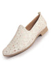 Men Silver Leaf Design Embroidery Fabric Upper Party Slip On Loafers|Ethnic Juttis and Mojaris for Kurta-Jacket Sets|Indo-Western Outfit Slip-Ons with Memory Cushioned Insole