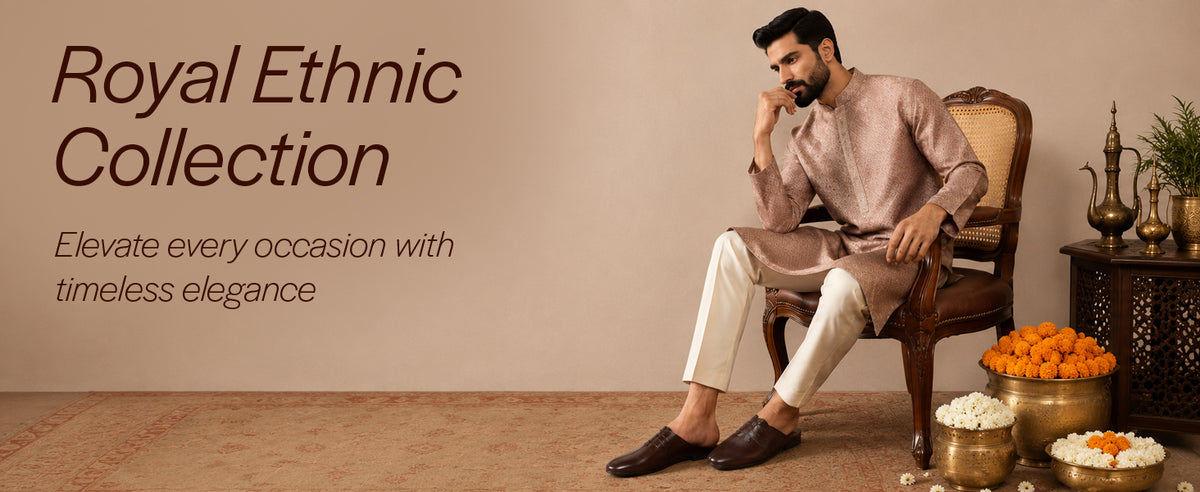 Men Tan Back Open Ethnic Slip On Mules with Soft Cushion Comfort|Slip-Resistant Sole|Perfect for Weddings, Festivals, Sherwani, Indo-Western Outfits