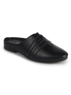 Men Black Back Open Ethnic Slip On Mules with Soft Cushion Comfort|Slip-Resistant Sole|Perfect for Weddings, Festivals, Sherwani, Indo-Western Outfits