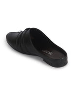 Men Black Back Open Ethnic Slip On Mules with Soft Cushion Comfort|Slip-Resistant Sole|Perfect for Weddings, Festivals, Sherwani, Indo-Western Outfits