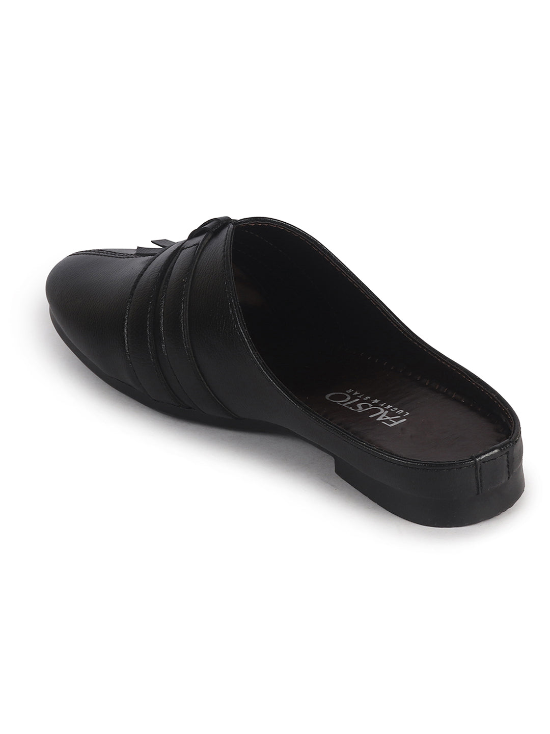 Men Black Back Open Ethnic Slip On Mules with Soft Cushion Comfort|Slip-Resistant Sole|Perfect for Weddings, Festivals, Sherwani, Indo-Western Outfits