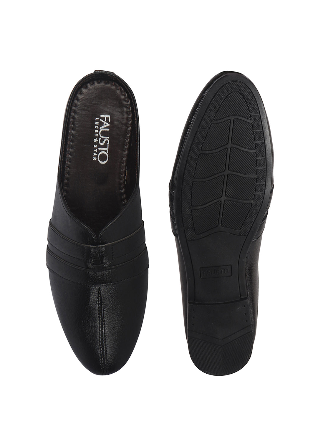 Men Black Back Open Ethnic Slip On Mules with Soft Cushion Comfort|Slip-Resistant Sole|Perfect for Weddings, Festivals, Sherwani, Indo-Western Outfits