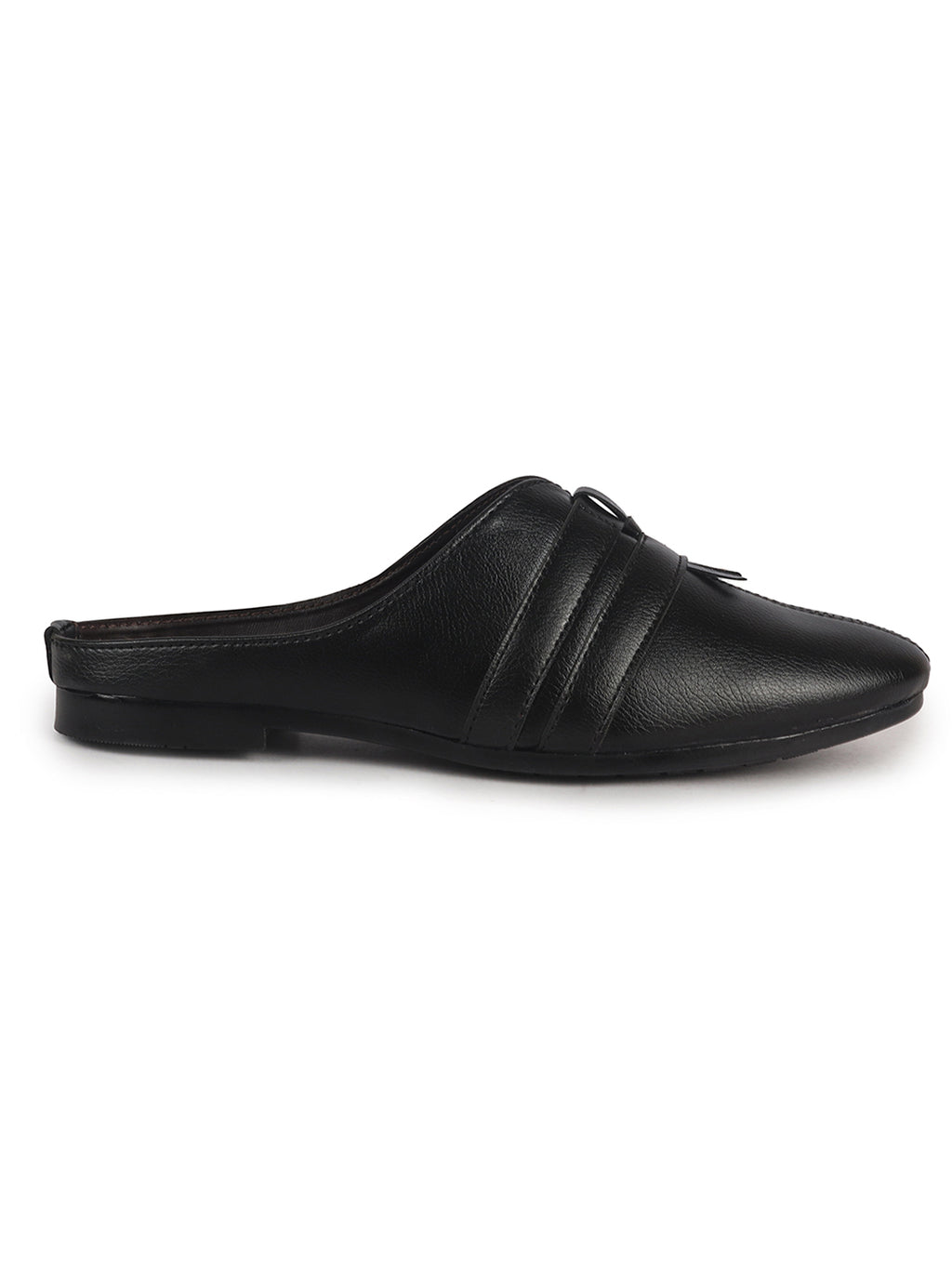 Men Black Back Open Ethnic Slip On Mules with Soft Cushion Comfort|Slip-Resistant Sole|Perfect for Weddings, Festivals, Sherwani, Indo-Western Outfits