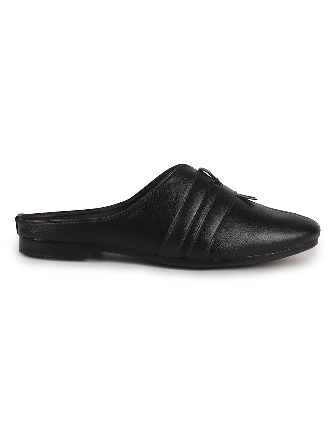 Men Black Back Open Ethnic Slip On Mules with Soft Cushion Comfort|Slip-Resistant Sole|Perfect for Weddings, Festivals, Sherwani, Indo-Western Outfits