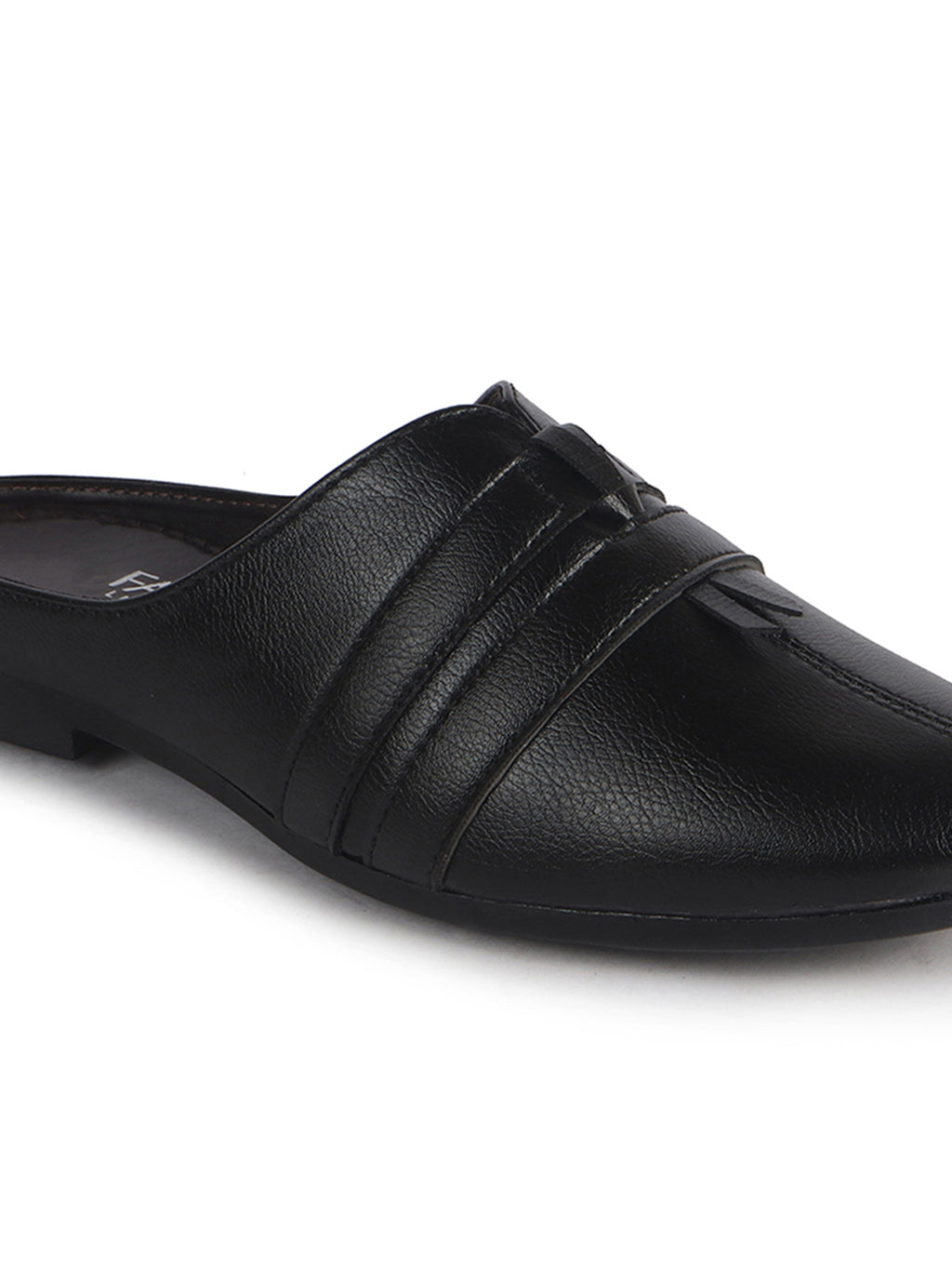 Men Black Back Open Ethnic Slip On Mules with Soft Cushion Comfort|Slip-Resistant Sole|Perfect for Weddings, Festivals, Sherwani, Indo-Western Outfits