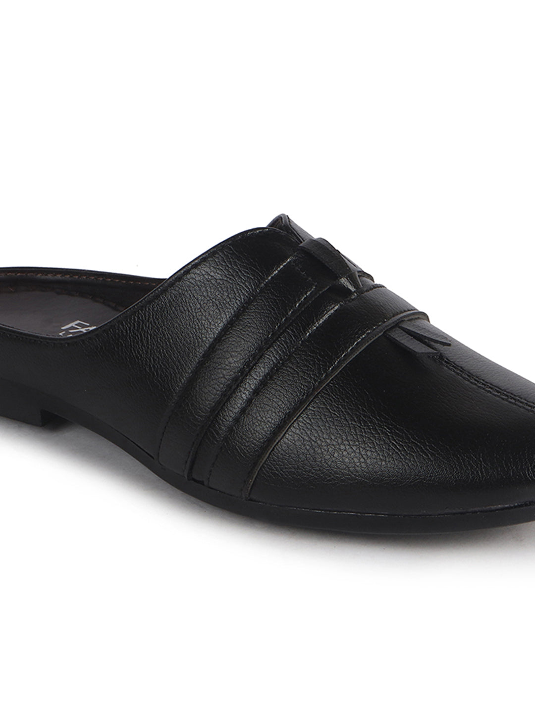 Men Black Back Open Ethnic Slip On Mules with Soft Cushion Comfort|Slip-Resistant Sole|Perfect for Weddings, Festivals, Sherwani, Indo-Western Outfits