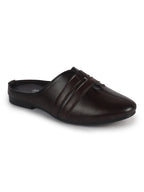 Men Brown Back Open Ethnic Slip On Mules with Soft Cushion Comfort|Slip-Resistant Sole|Perfect for Weddings, Festivals, Sherwani, Indo-Western Outfits