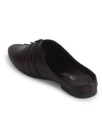 Men Brown Back Open Ethnic Slip On Mules with Soft Cushion Comfort|Slip-Resistant Sole|Perfect for Weddings, Festivals, Sherwani, Indo-Western Outfits