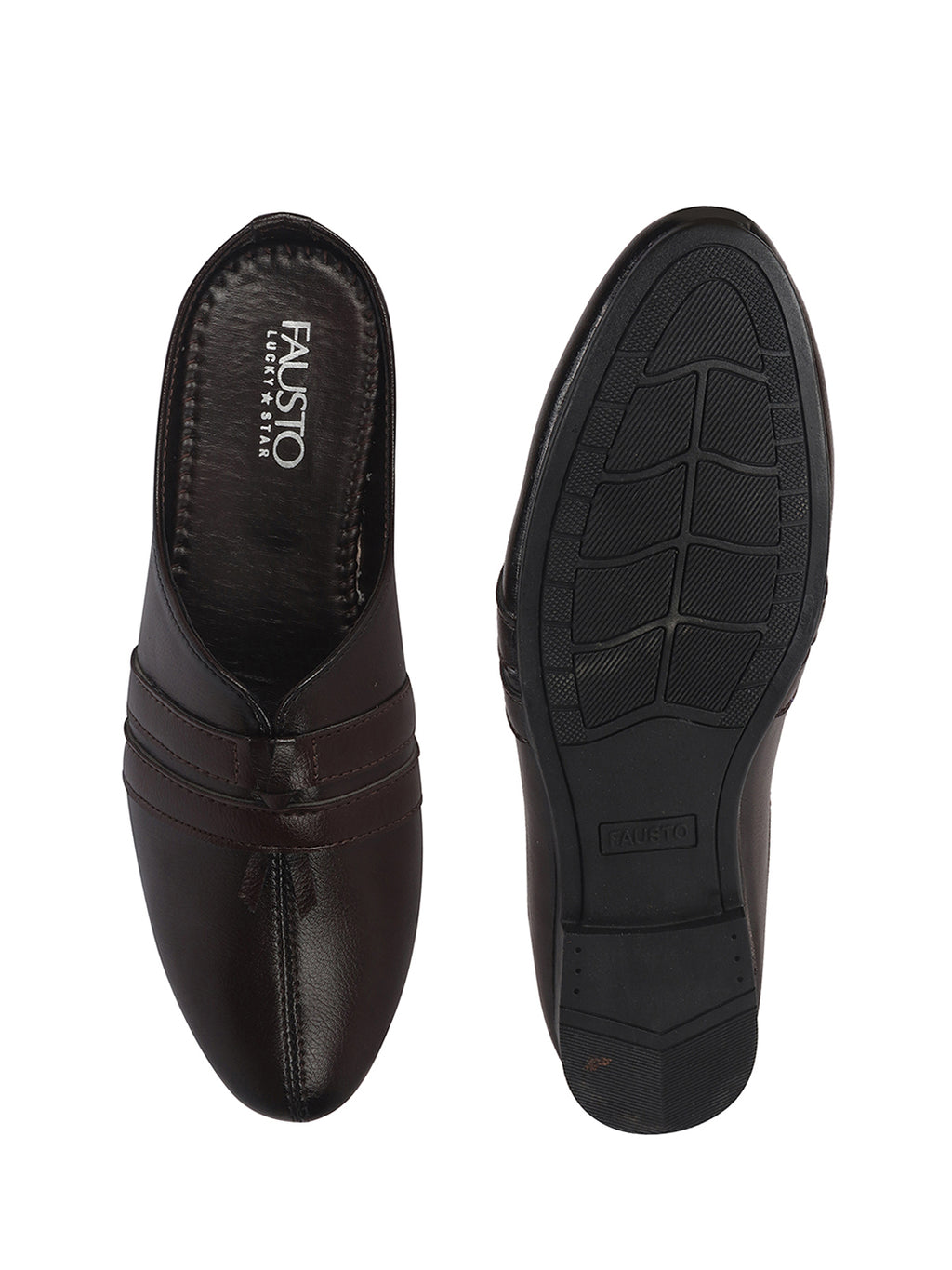 Men Brown Back Open Ethnic Slip On Mules with Soft Cushion Comfort|Slip-Resistant Sole|Perfect for Weddings, Festivals, Sherwani, Indo-Western Outfits