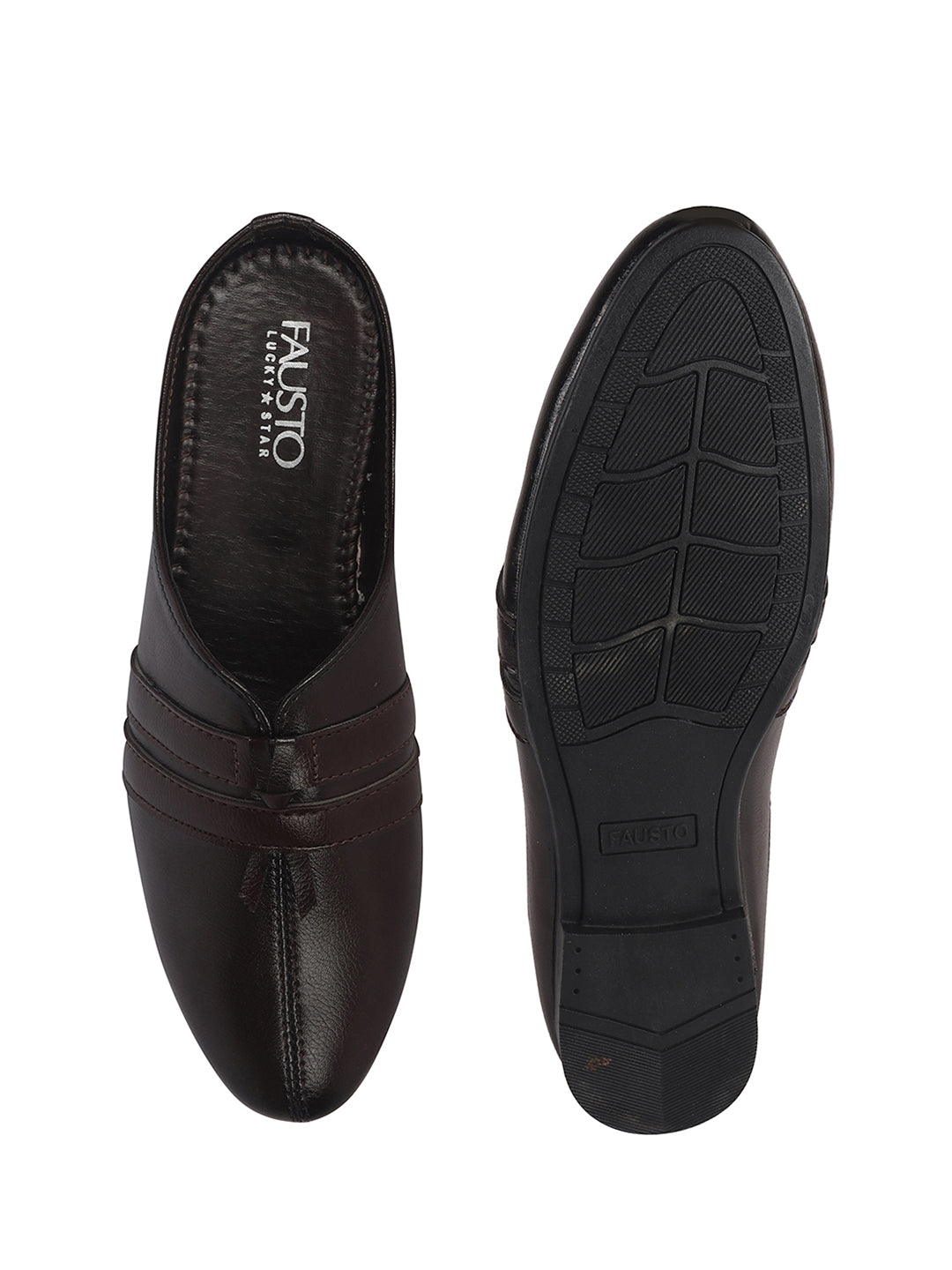 Men Brown Back Open Ethnic Slip On Mules with Soft Cushion Comfort|Slip-Resistant Sole|Perfect for Weddings, Festivals, Sherwani, Indo-Western Outfits