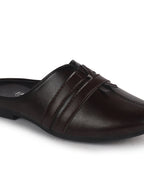Men Brown Back Open Ethnic Slip On Mules with Soft Cushion Comfort|Slip-Resistant Sole|Perfect for Weddings, Festivals, Sherwani, Indo-Western Outfits