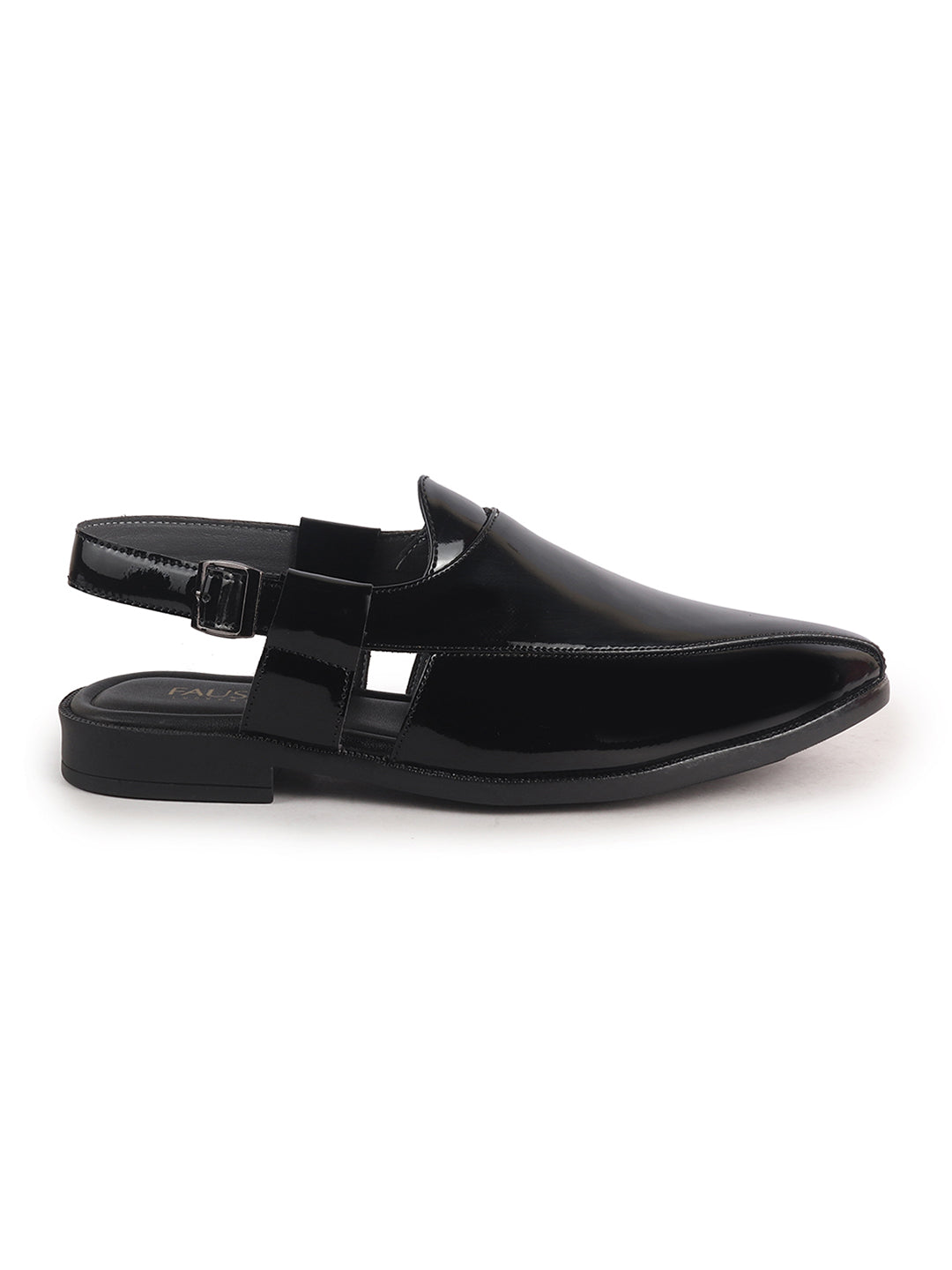 glossy dark Peshawari sandals