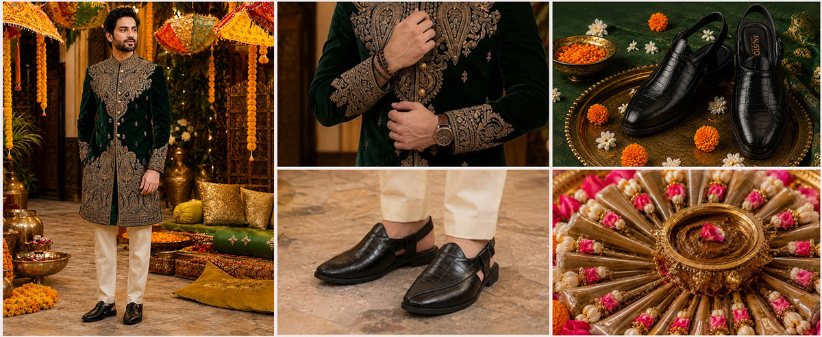 Men Black Pattern Back Open Ethnic Peshawari Sandals with Buckle Strap|Pointed Closed Toe Slingback Mules Perfect for Wedding Kurta, Festive, Traditional Outfits