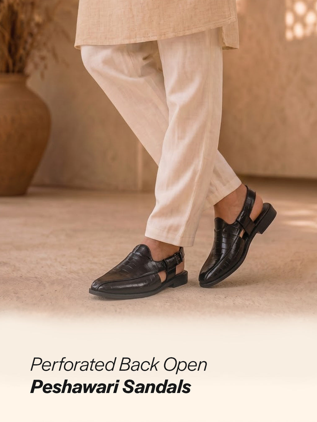 men croc print Peshawari chappal