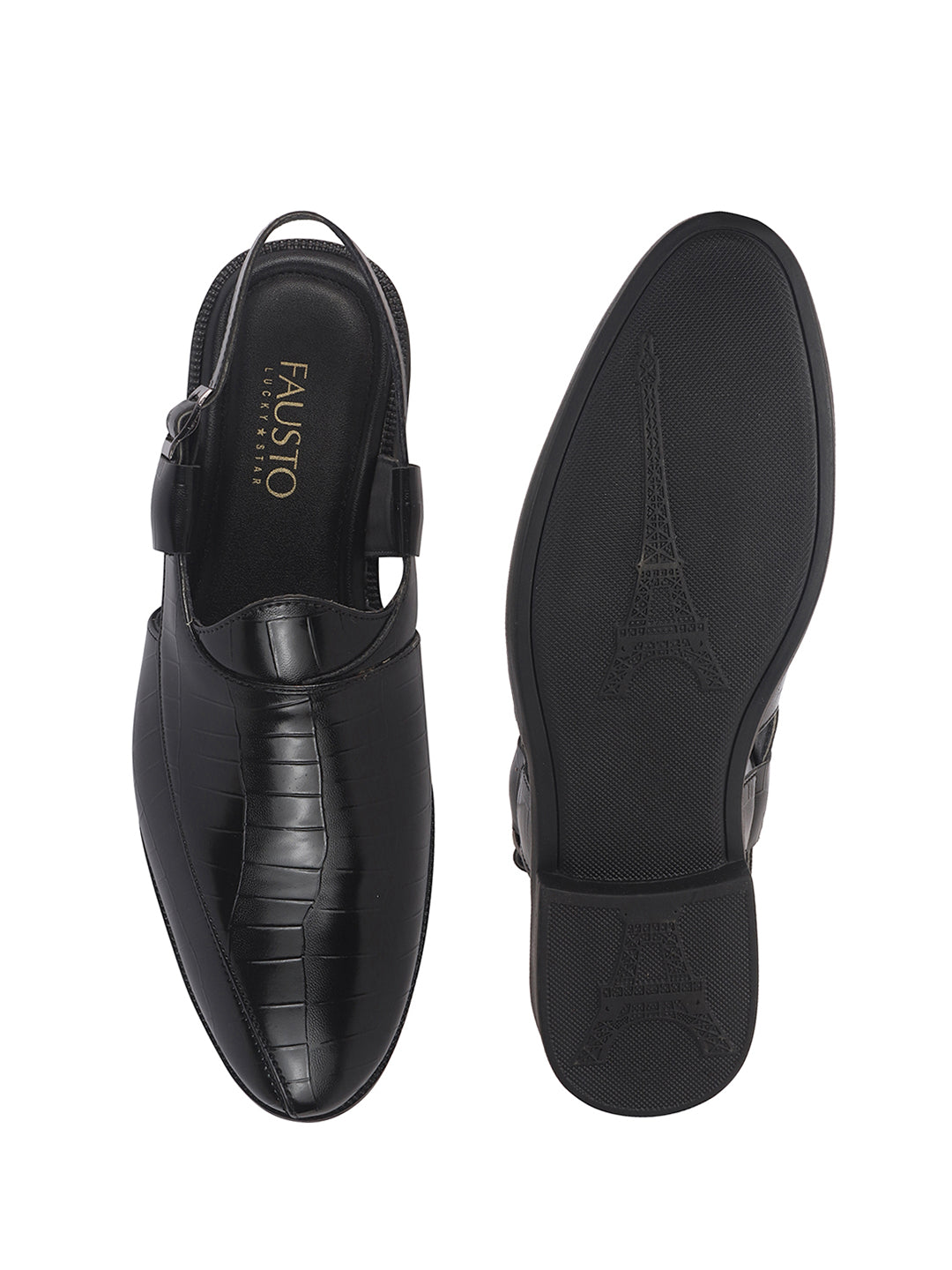 dark crocodile pattern chappals