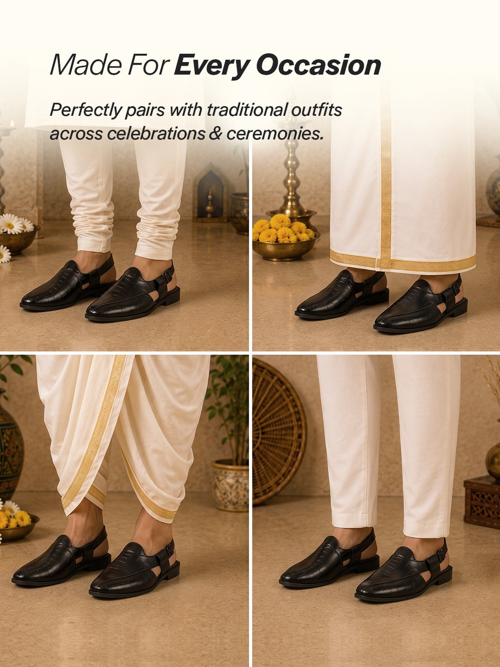 men croc print Peshawari chappal