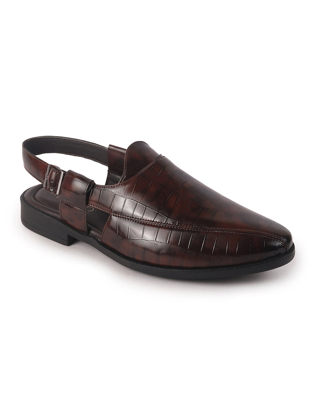 men croc print Peshawari chappal