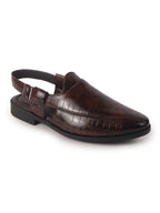 men croc print Peshawari chappal
