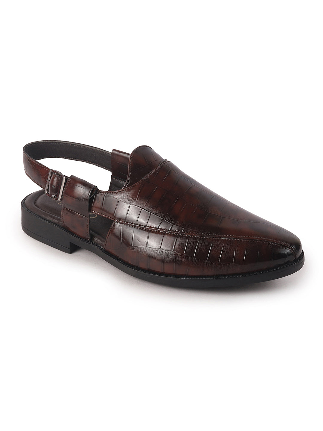 men croc print Peshawari chappal