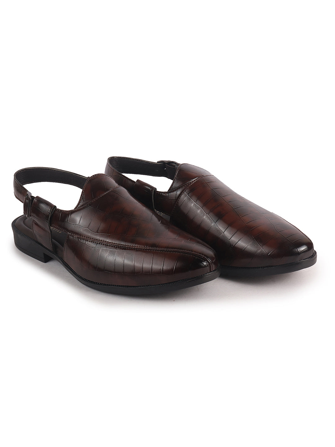 dark crocodile pattern chappals