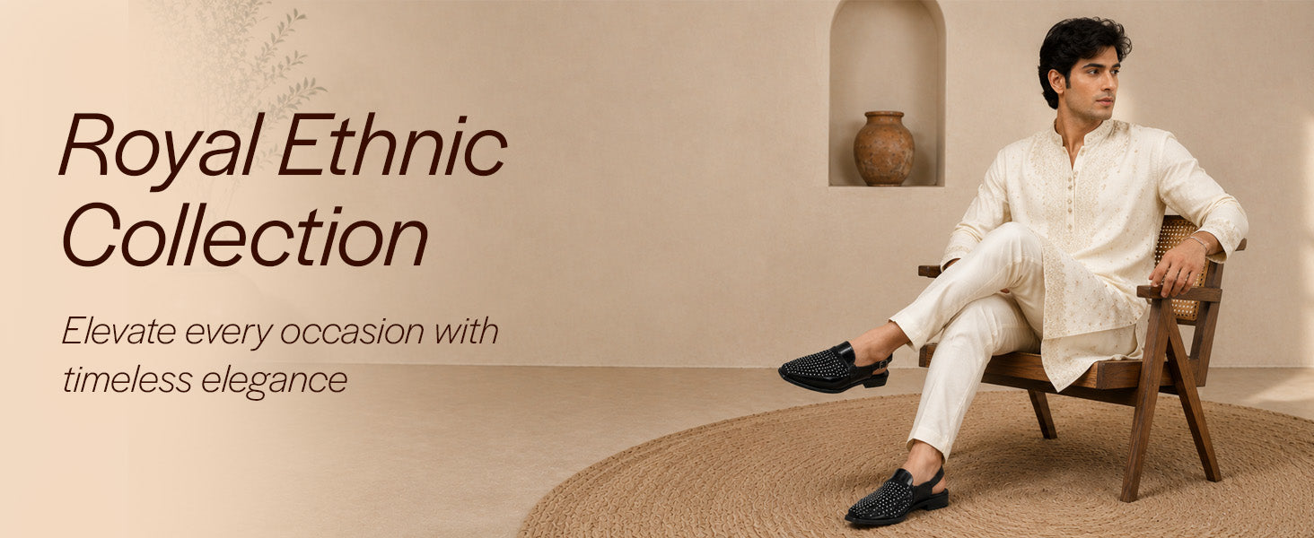 Men Brown Dual-Texture Cushioned Footbed Peshawari Shoe-Style Sandals|Glossy Patent Leather & Studded Suede Ethnic Mules for Wedding, Party & Festive Outfits
