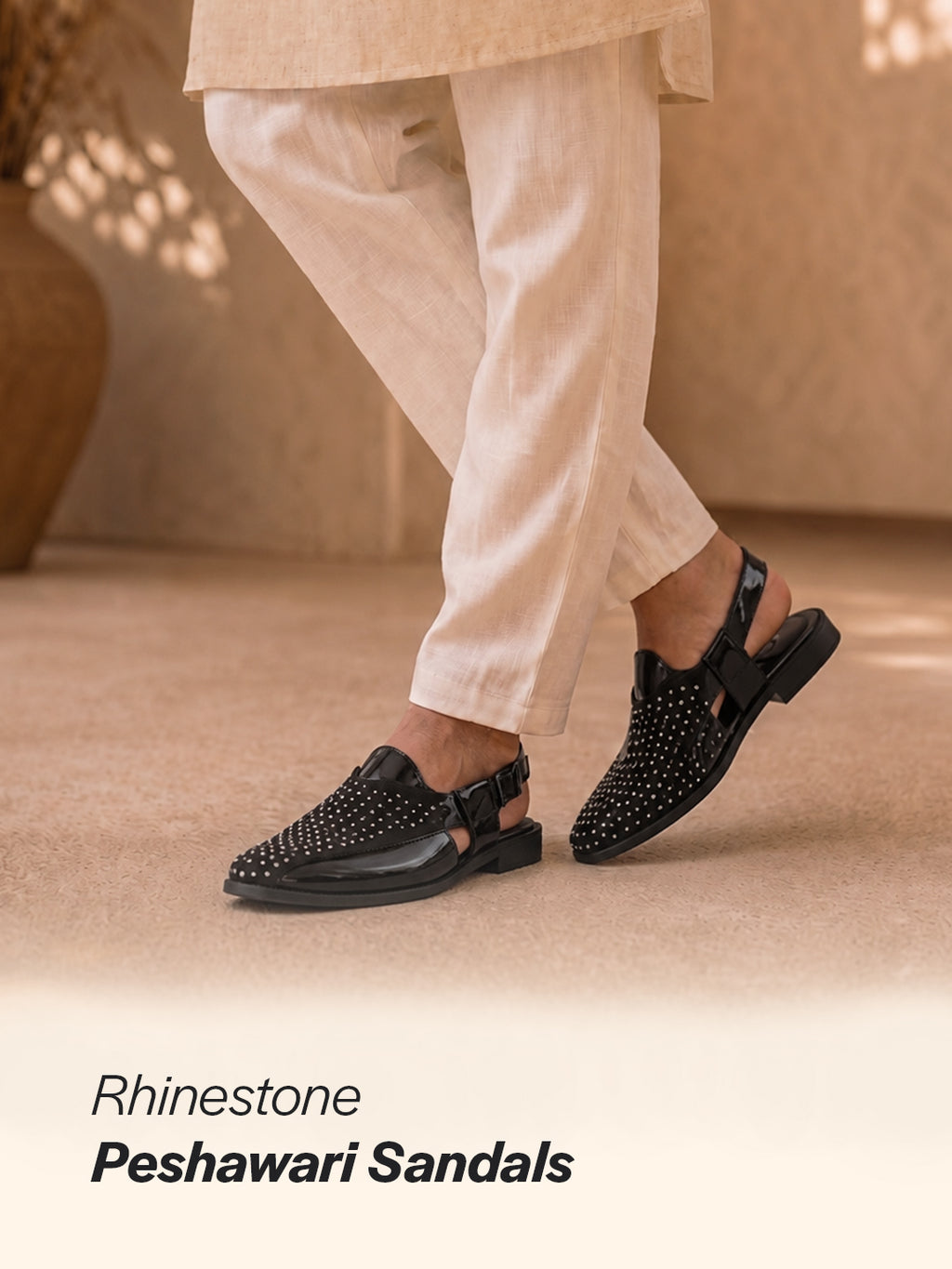 men studded Peshawari chappal