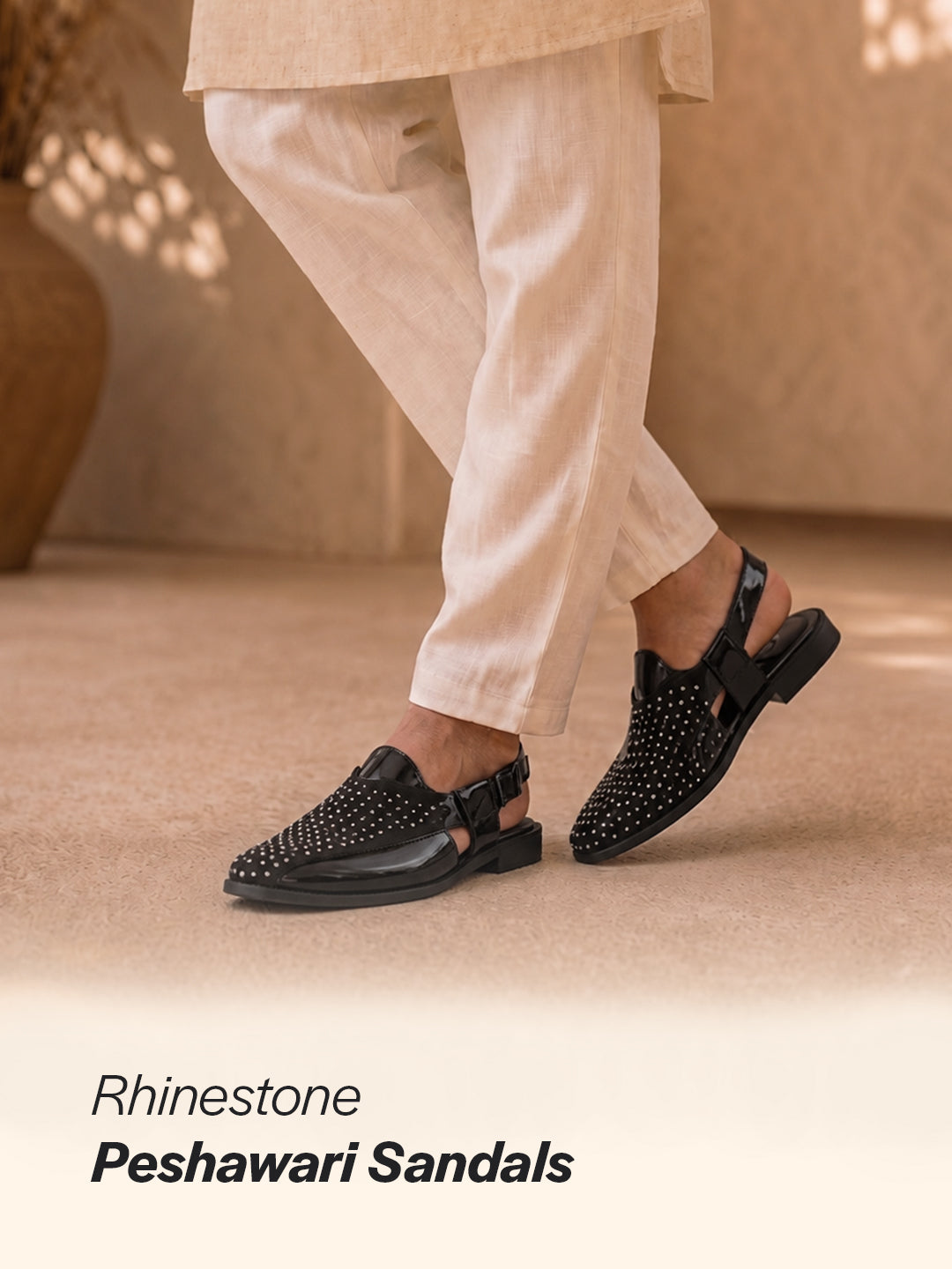 men studded Peshawari chappal