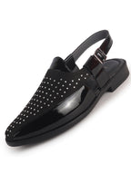 men studded Peshawari chappal