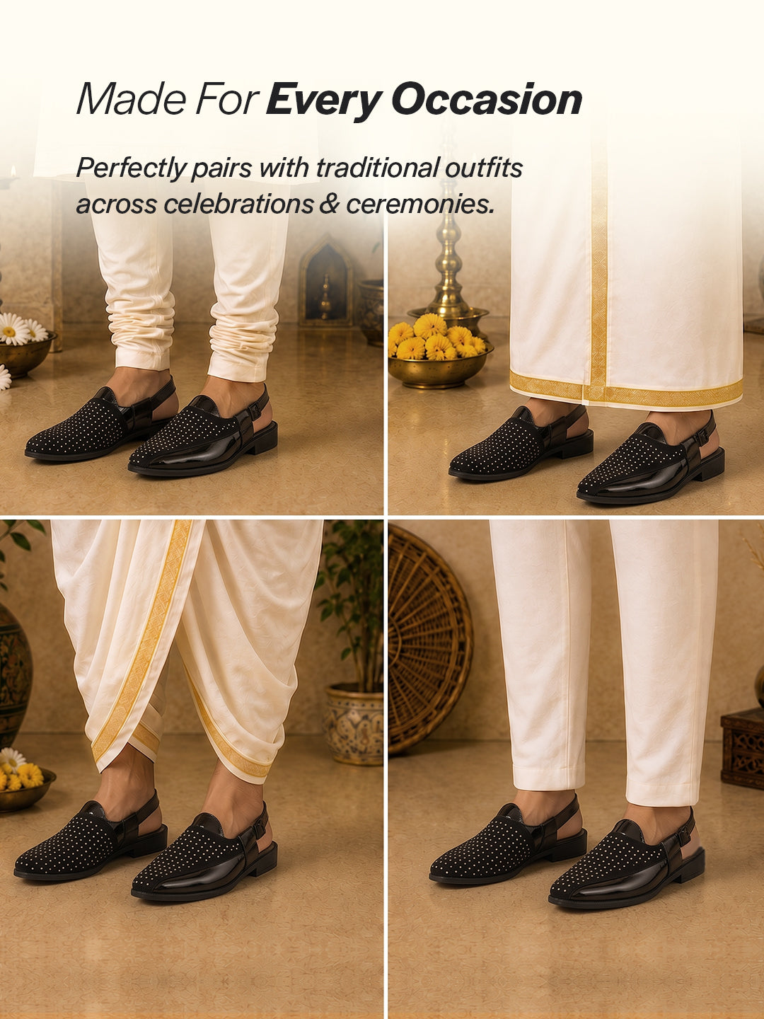 men studded Peshawari chappal