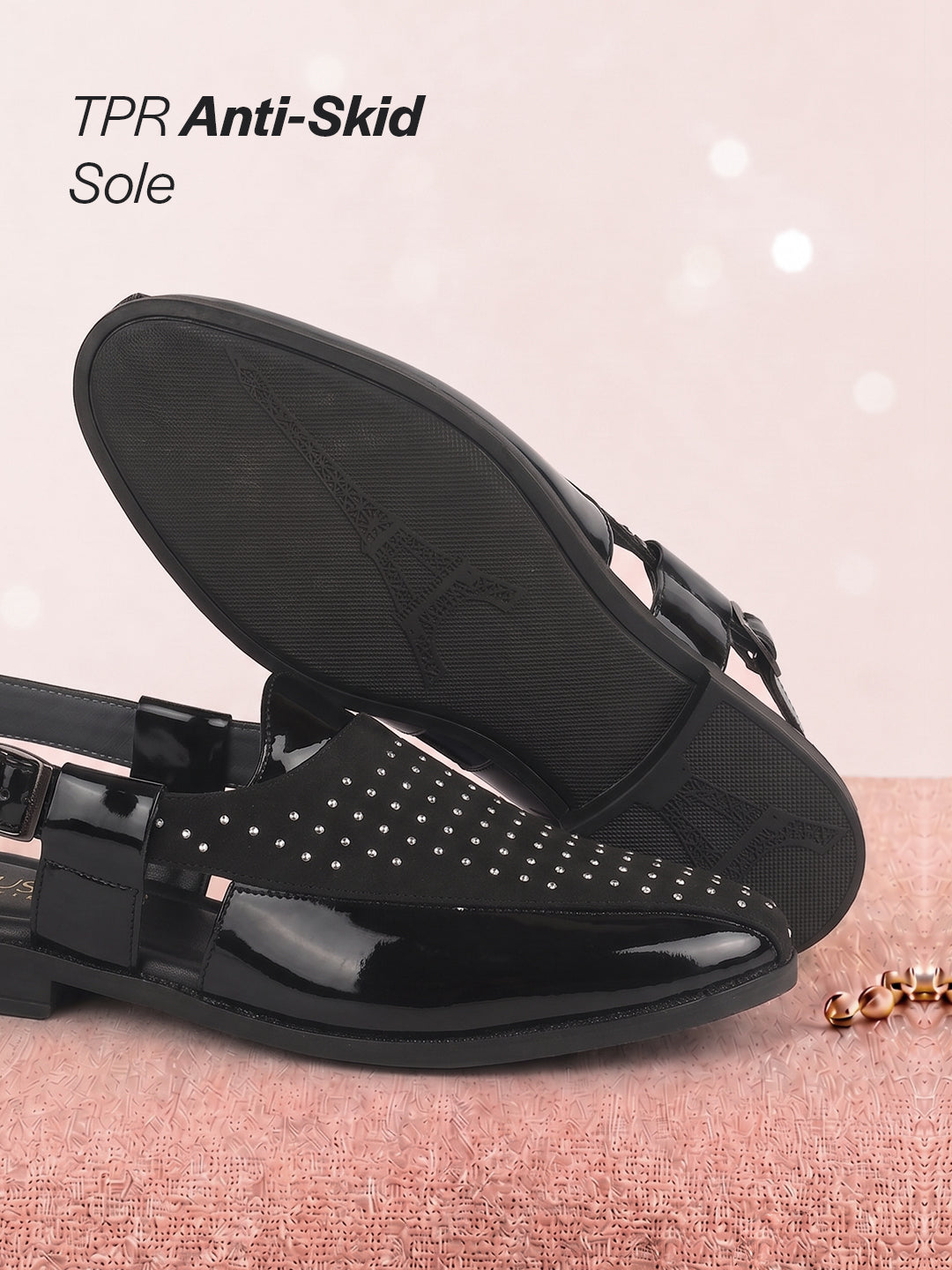 men studded Peshawari chappal