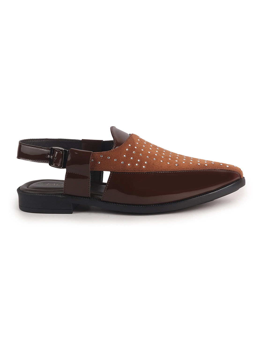 men studded Peshawari chappal