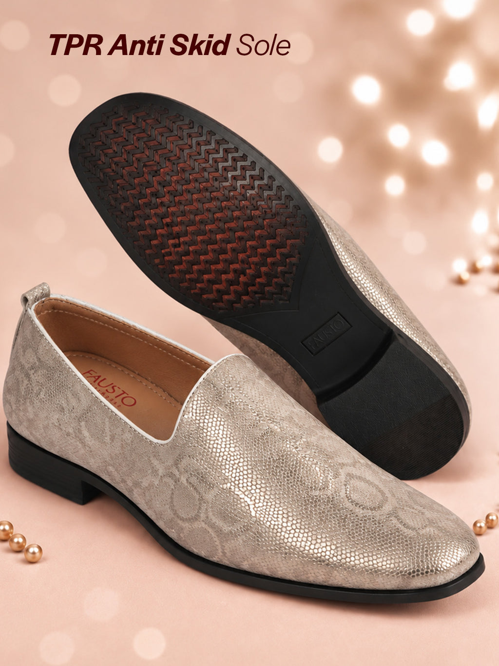 Men Beige Lightweight Textured Prom Slip On Ethnic Wedding Juttis | Soft Inner Lining Festive Mojaris for Kurta | Traditional Outfit Slip-Ons with Memory Cushioned Insole