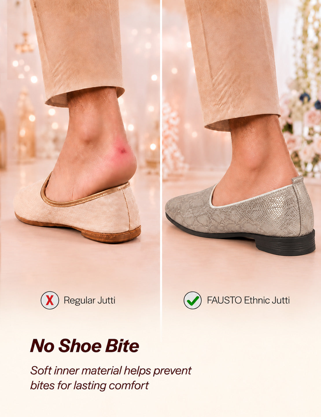 Men Beige Lightweight Textured Prom Slip On Ethnic Wedding Juttis | Soft Inner Lining Festive Mojaris for Kurta | Traditional Outfit Slip-Ons with Memory Cushioned Insole