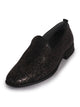 Men Black Lightweight Textured Prom Slip On Ethnic Wedding Juttis | Soft Inner Lining Festive Mojaris for Kurta | Traditional Outfit Slip-Ons with Memory Cushioned Insole