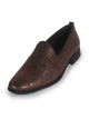Men Brown Lightweight Textured Prom Slip On Ethnic Wedding Juttis | Soft Inner Lining Festive Mojaris for Kurta | Traditional Outfit Slip-Ons with Memory Cushioned Insole