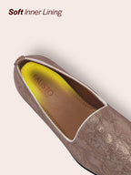 Men Tan Lightweight Textured Prom Slip On Ethnic Wedding Juttis | Soft Inner Lining Festive Mojaris for Kurta | Traditional Outfit Slip-Ons with Memory Cushioned Insole