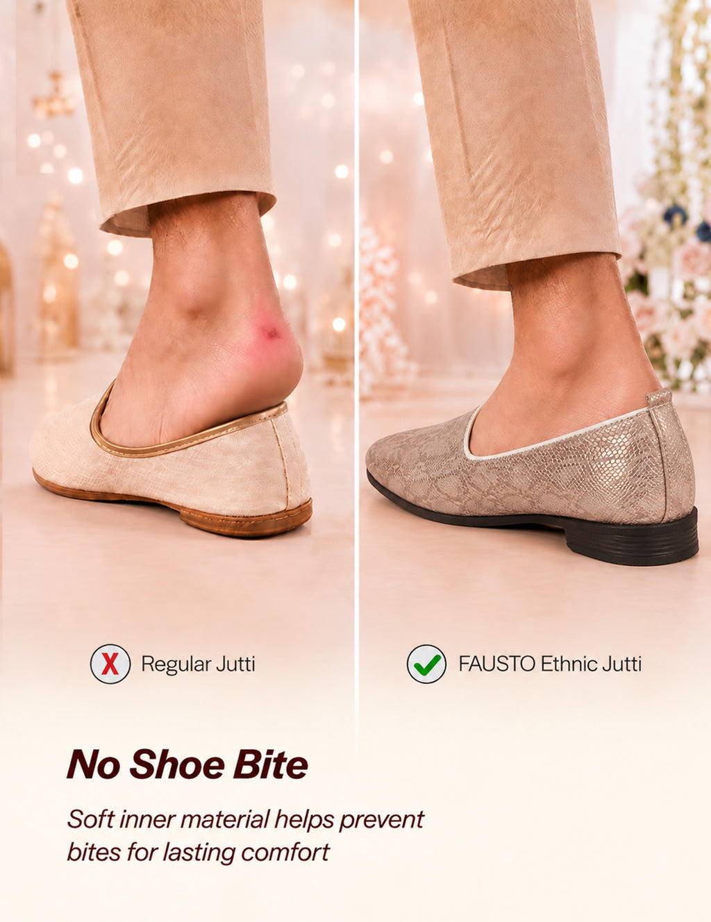 Men Tan Lightweight Textured Prom Slip On Ethnic Wedding Juttis | Soft Inner Lining Festive Mojaris for Kurta | Traditional Outfit Slip-Ons with Memory Cushioned Insole