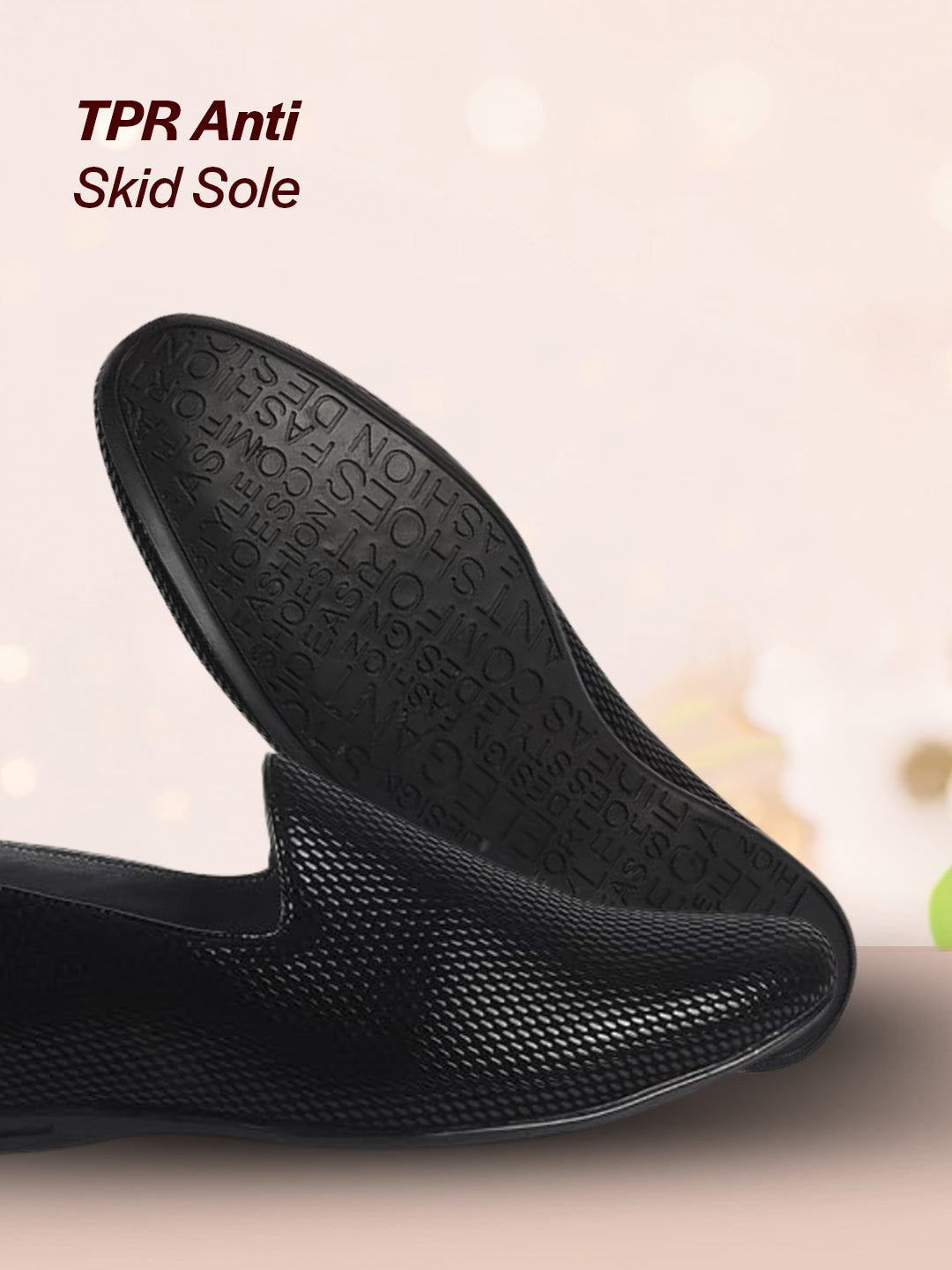 Men Black Textured Festive Wedding Classic Prom Slip On Mojaris | Soft Inner Lining Ethnic Juttis for Kurta | Traditional Outfit Slip-Ons with Memory Cushioned Insole