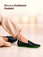 Men Black Textured Festive Wedding Classic Prom Slip On Mojaris | Soft Inner Lining Ethnic Juttis for Kurta | Traditional Outfit Slip-Ons with Memory Cushioned Insole