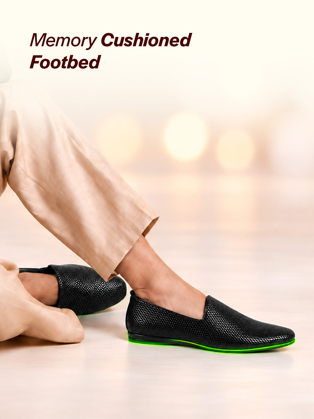 Men Black Textured Festive Wedding Classic Prom Slip On Mojaris | Soft Inner Lining Ethnic Juttis for Kurta | Traditional Outfit Slip-Ons with Memory Cushioned Insole