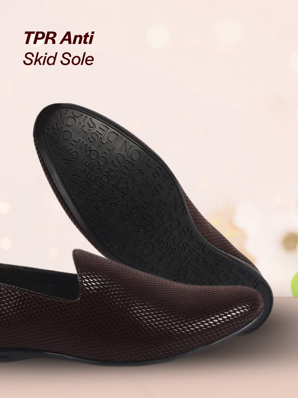 Men Brown Textured Festive Wedding Classic Prom Slip On Mojaris | Soft Inner Lining Ethnic Juttis for Kurta | Traditional Outfit Slip-Ons with Memory Cushioned Insole