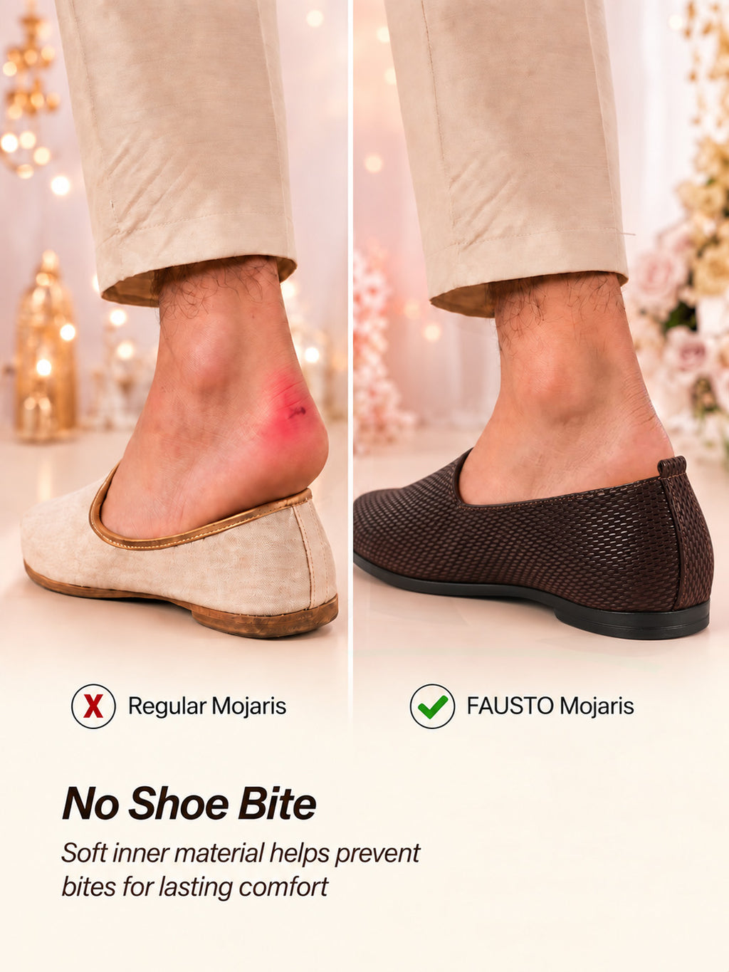 Men Brown Textured Festive Wedding Classic Prom Slip On Mojaris | Soft Inner Lining Ethnic Juttis for Kurta | Traditional Outfit Slip-Ons with Memory Cushioned Insole